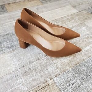 Massimo Matteo Women's Daisy Nubuck Block Heels Sz 6.5 Brown Pumps Shoes NEW NWT